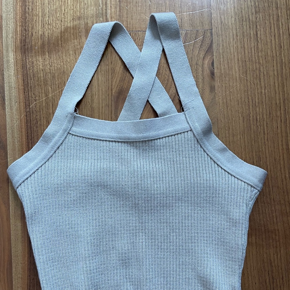 Reformation tan cross back tank